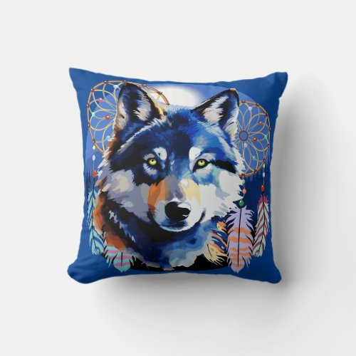 Wolf Native Animal Spirit Throw Pillow