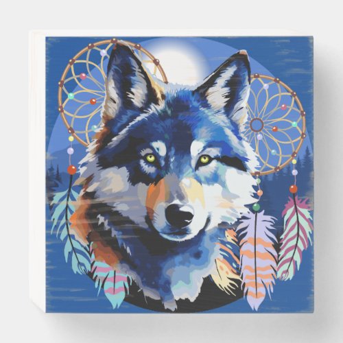 Wolf Native Animal Spirit  Wooden Box Sign