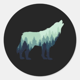 Wolf Nature Outdoor Forest Camping Hiking Gift Classic Round Sticker