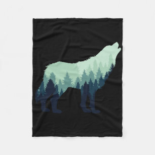 Wolf Nature Outdoor Forest Camping Hiking Gift  Fleece Blanket