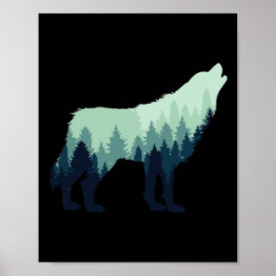 Wolf Nature Outdoor Forest Camping Hiking Gift Poster