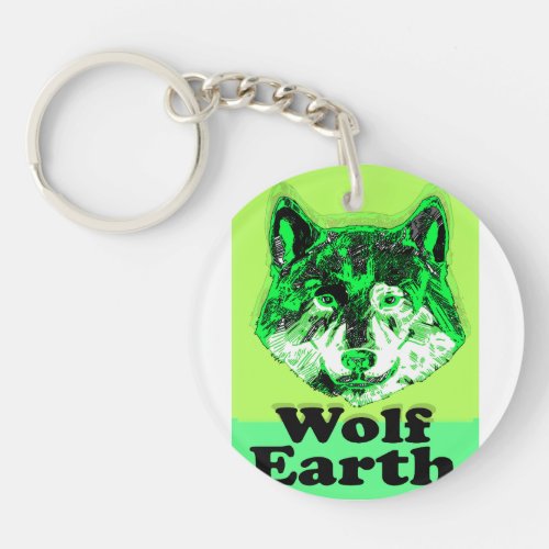 Wolf Nature Wildlife Outdoors Earth Green  T_Shirt Keychain