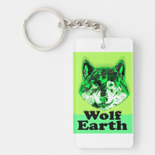 Wolf Nature Wildlife Outdoors Earth Green  T_Shirt Keychain