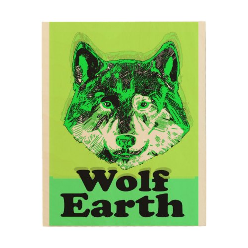 Wolf Nature Wildlife Outdoors Earth Green  T_Shirt Wood Wall Art