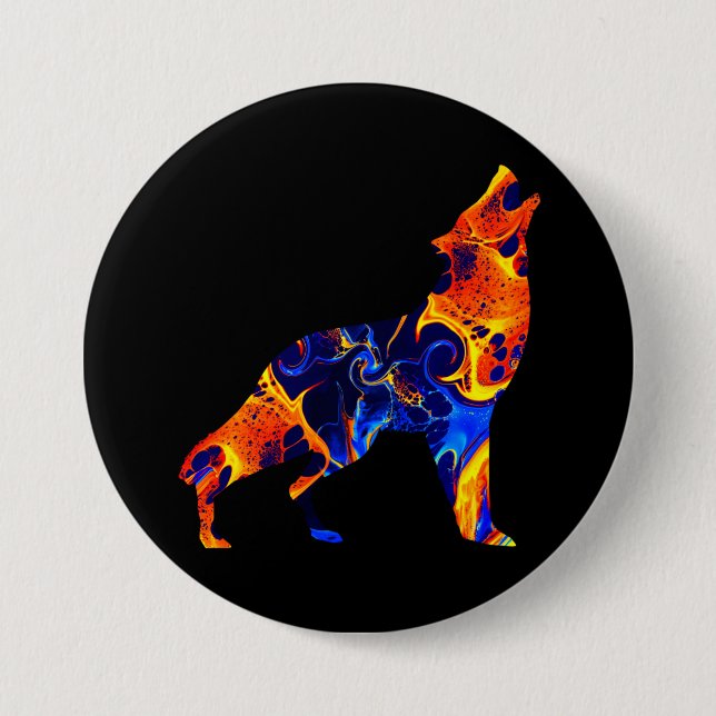 WOLF NEON ABSTRACT PAINT BUTTON (Front)