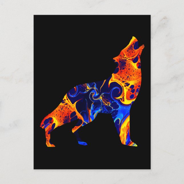 WOLF NEON ABSTRACT PAINT POSTCARD (Front)