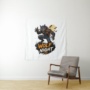 Wolf Night Halloween Graphic Tapestry