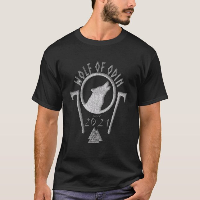 Wolf Of Odin Asatru Heathenry Viking Personal Birt T-Shirt (Front)
