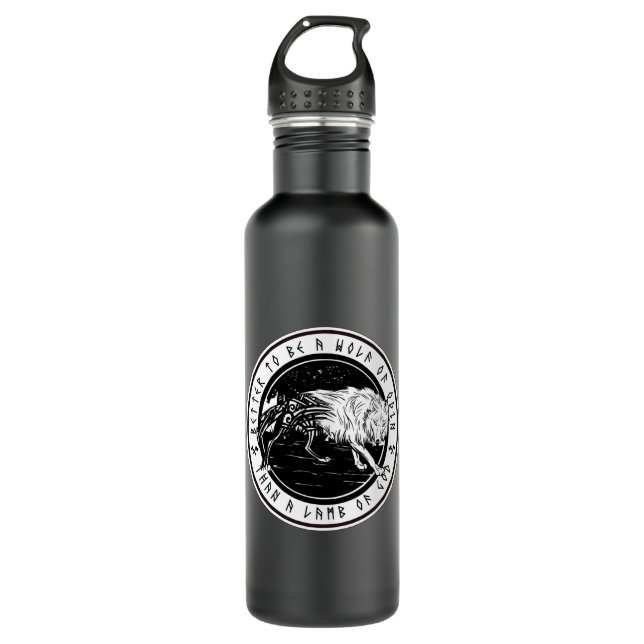 Wolf of Odin Stainless Steel Water Bottle (Front)