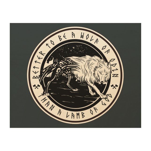 Wolf Of Odin Wood Wall Art (Front)