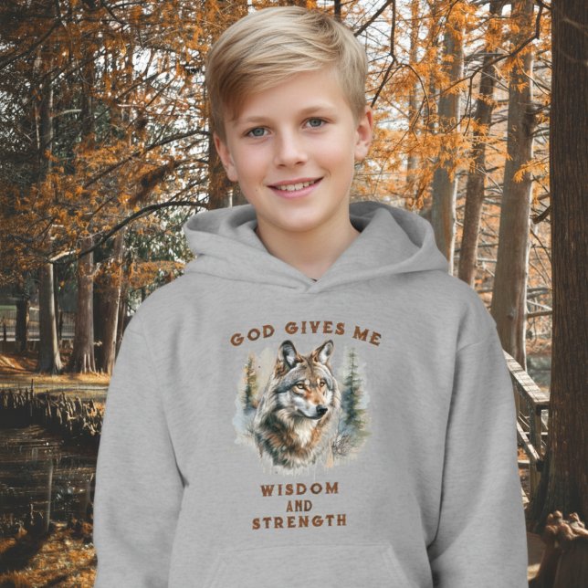 Wolf of Strength Christian Kid Hoodie (Creator Uploaded)