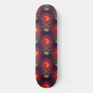 Wolf of the Blood Moon AI Fantasy Pop Art Skateboard