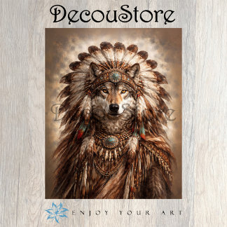 Wolf of the Sacred Feathers Decoupage Tissue Paper