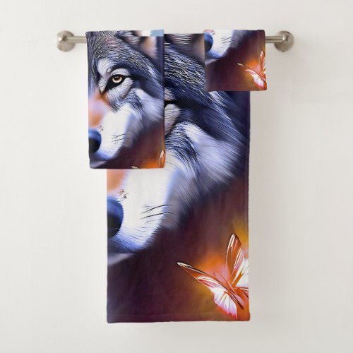 Wolf Oil Paint The Essence Of Beauty  Bath Towel Set