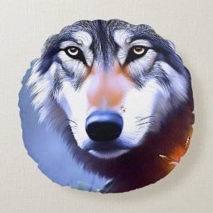 Wolf Oil Paint The Essence Of Beauty, Round Pillow
