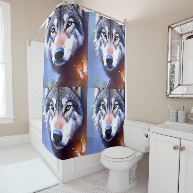 Wolf Oil Paint The Essence Of Beauty,  Shower Curtain (In Situ)