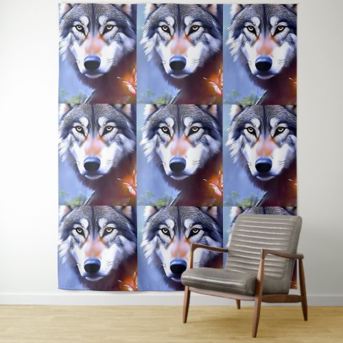 Wolf Oil Paint The Essence Of Beauty  Tapestry