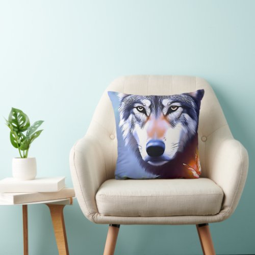Wolf Oil Paint The Essence Of Beauty  Throw Pillow