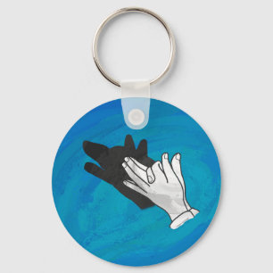 Wolf On Blue Keychain