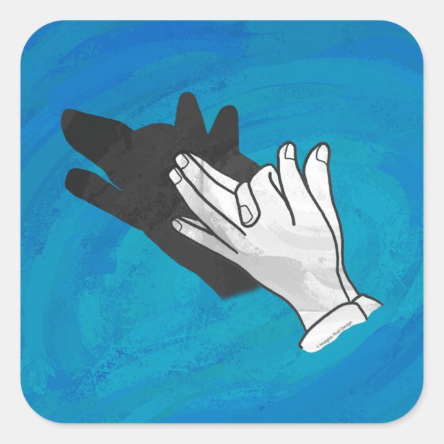 Wolf On Blue Square Sticker (Front)