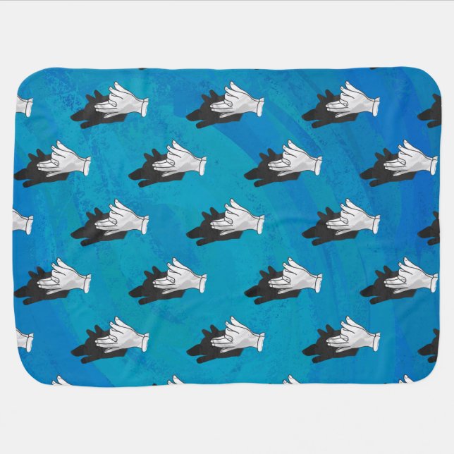 Wolf On Blue Stroller Blanket (Horizontal)