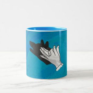 Wolf On Blue Two-Tone Coffee Mug