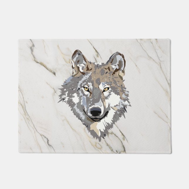 Wolf on Marble  Doormat (Front)