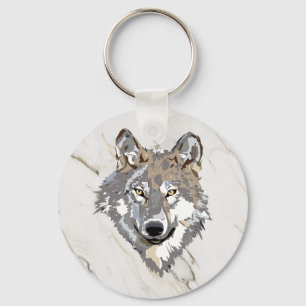 Wolf On Marbled Keychain