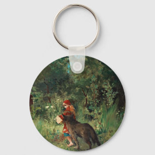 Wolf on Path with Red Keychain