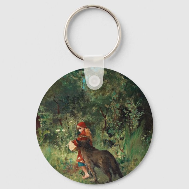 Wolf on Path with Red Keychain (Front)