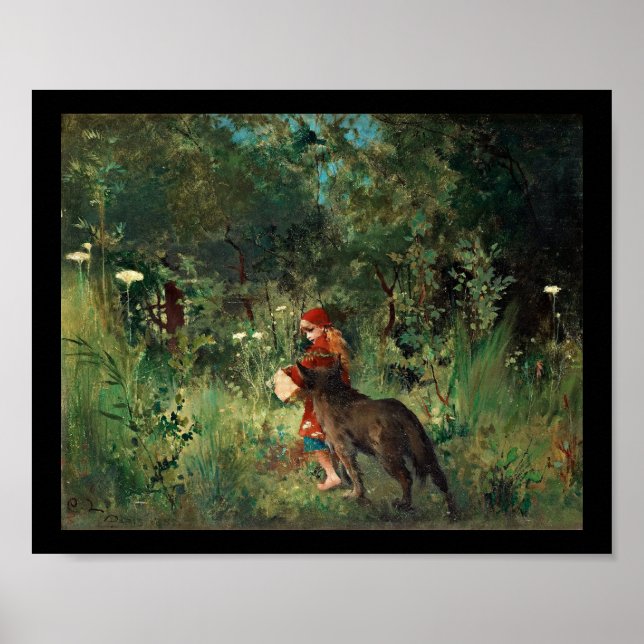 Wolf on Path with Red Poster (Front)