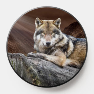 Wolf On Rocks PopSocket