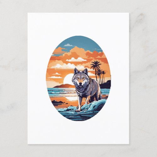 Wolf on the Beach Enclosure Card