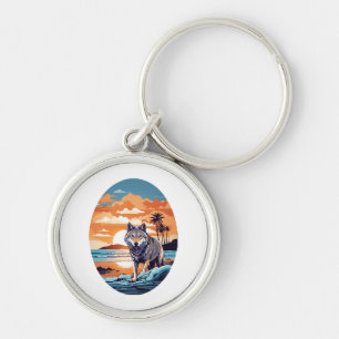 Wolf on the Beach Keychain