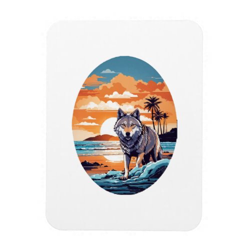Wolf on the Beach Magnet