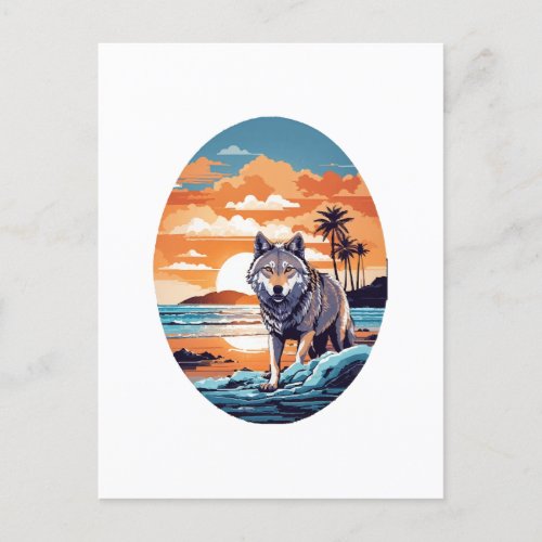 Wolf on the Beach Postcard