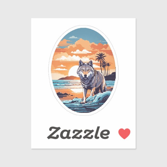 Wolf on the Beach Sticker (Sheet)