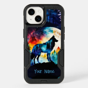 Wolf on the mountain-full moon *Personalize* OtterBox iPhone 14 Case