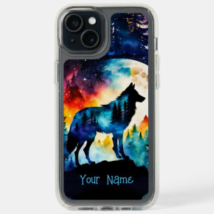 Wolf on the mountain-full moon *Personalize* iPhone 15 Plus Case