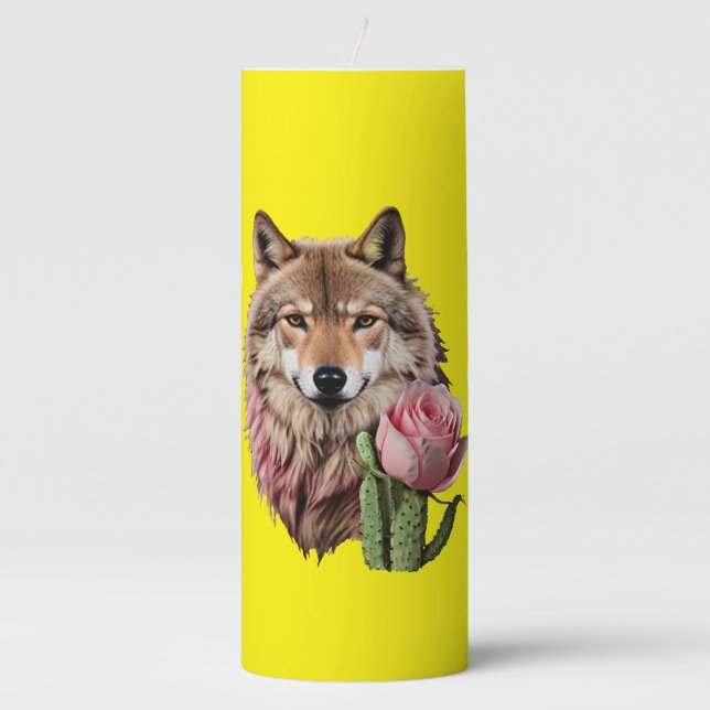 Wolf One Pillar Candle (Front)