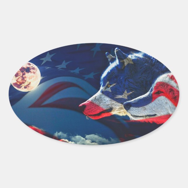 Wolf Oval Sticker (Front)
