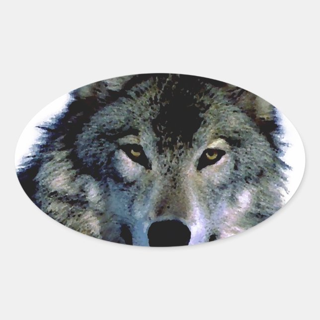 Wolf Oval Sticker (Front)