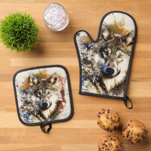 Wolf oven mitt & pot holder set