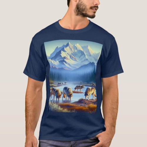 Wolf Pack and Mountain T_Shirt