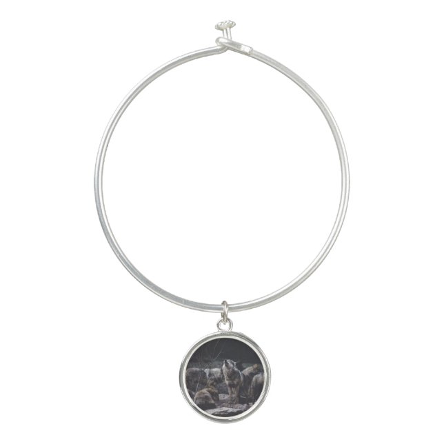 Wolf Pack Bangle Bracelet (Front)
