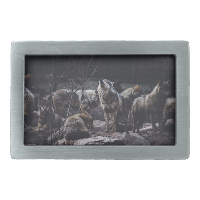 Wolf Pack Belt Buckle (Front)