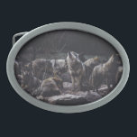 Wolf Pack Belt Buckle<br><div class="desc">A beautiful photo of a wolf pack on a rock formation. An excellent gift for any wolf lover.  Photo by Thomas Bonometti.</div>