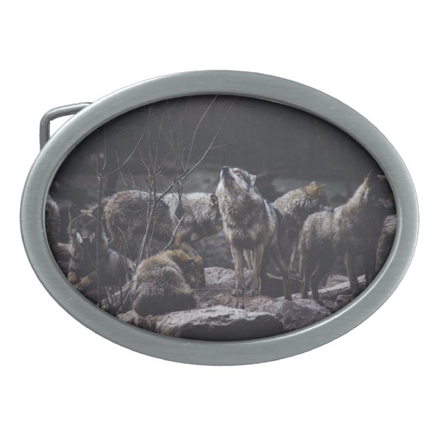 Wolf Pack Belt Buckle (Front)