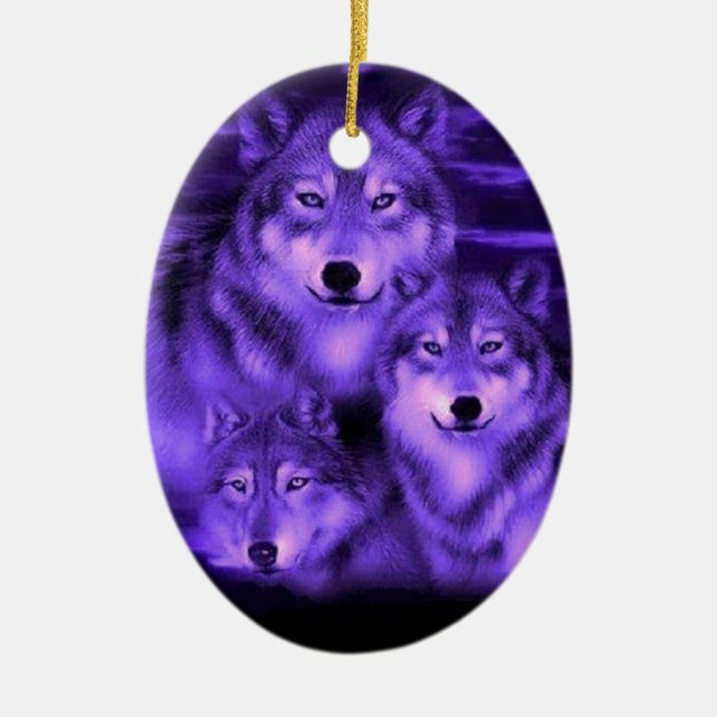 Wolf Pack Ceramic Ornament (Front)
