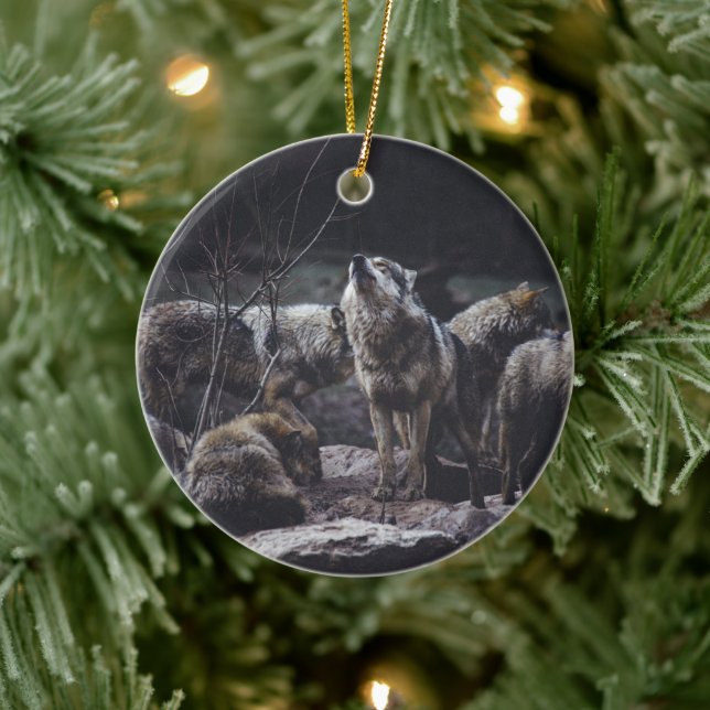 Wolf Pack Ceramic Ornament (Tree)